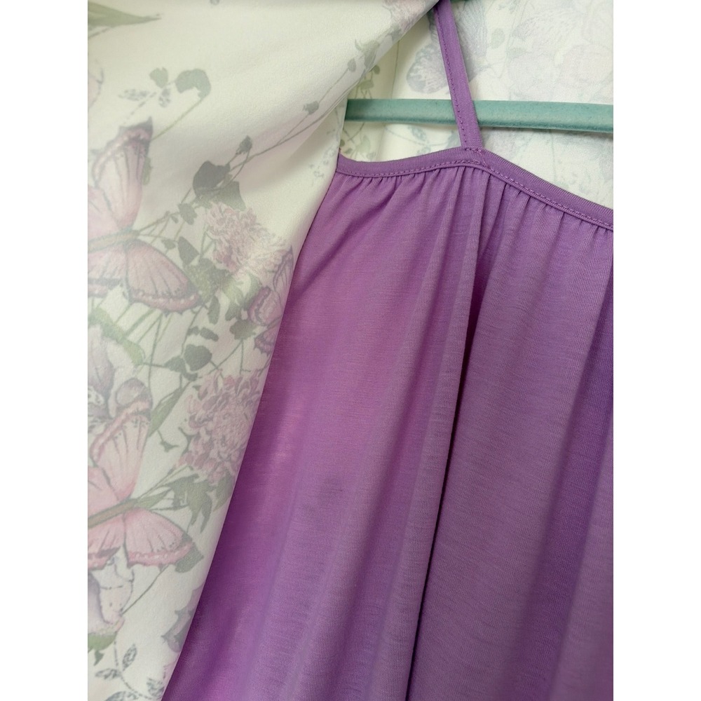 2‎ Piece Set Women XXL Purple Butterfly Floral Cardigan Cami Cottagecore Grandma - Picture 3 of 6